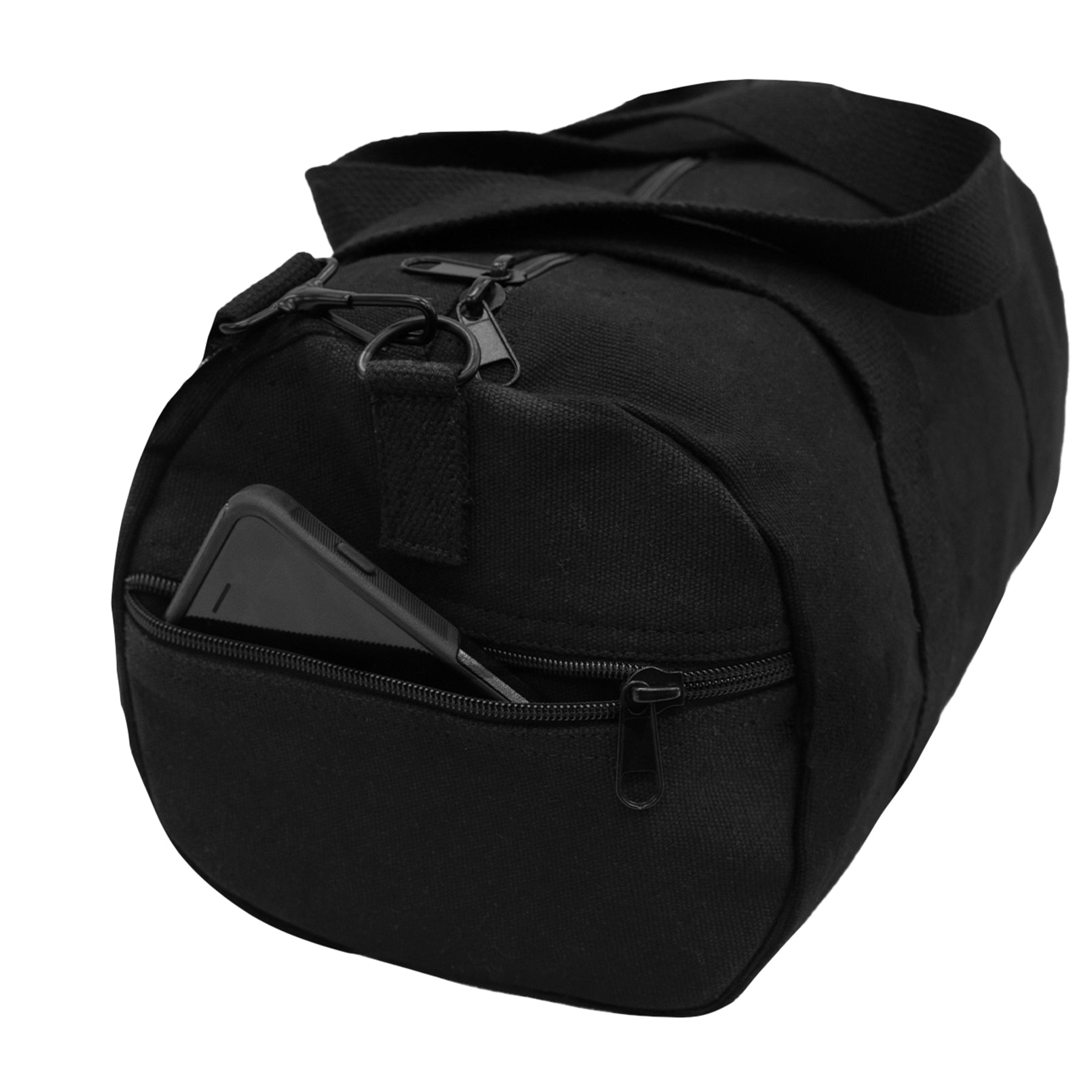 Rothco Canvas Shoulder Duffle Bag Black 15 Inch - Heavy-Duty Travel and Gym Bag