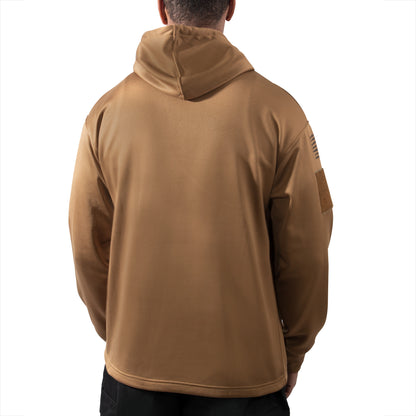 Rothco US Flag and USMC Eagle, Globe, & Anchor Concealed Carry Hoodie - Coyote Brown, Size Small
