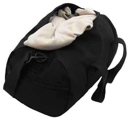 Rothco Canvas Shoulder Duffle Bag Black 15 Inch - Heavy-Duty Travel and Gym Bag
