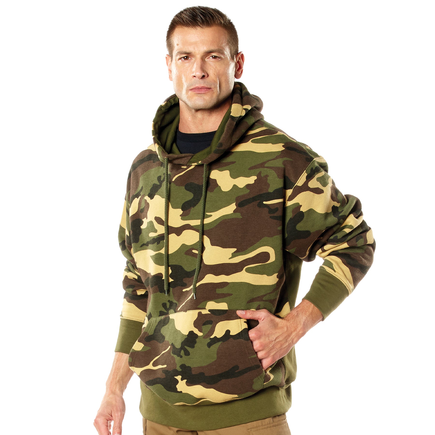 Rothco Every Day Pullover Hooded Sweatshirt in Woodland Camo Size Large