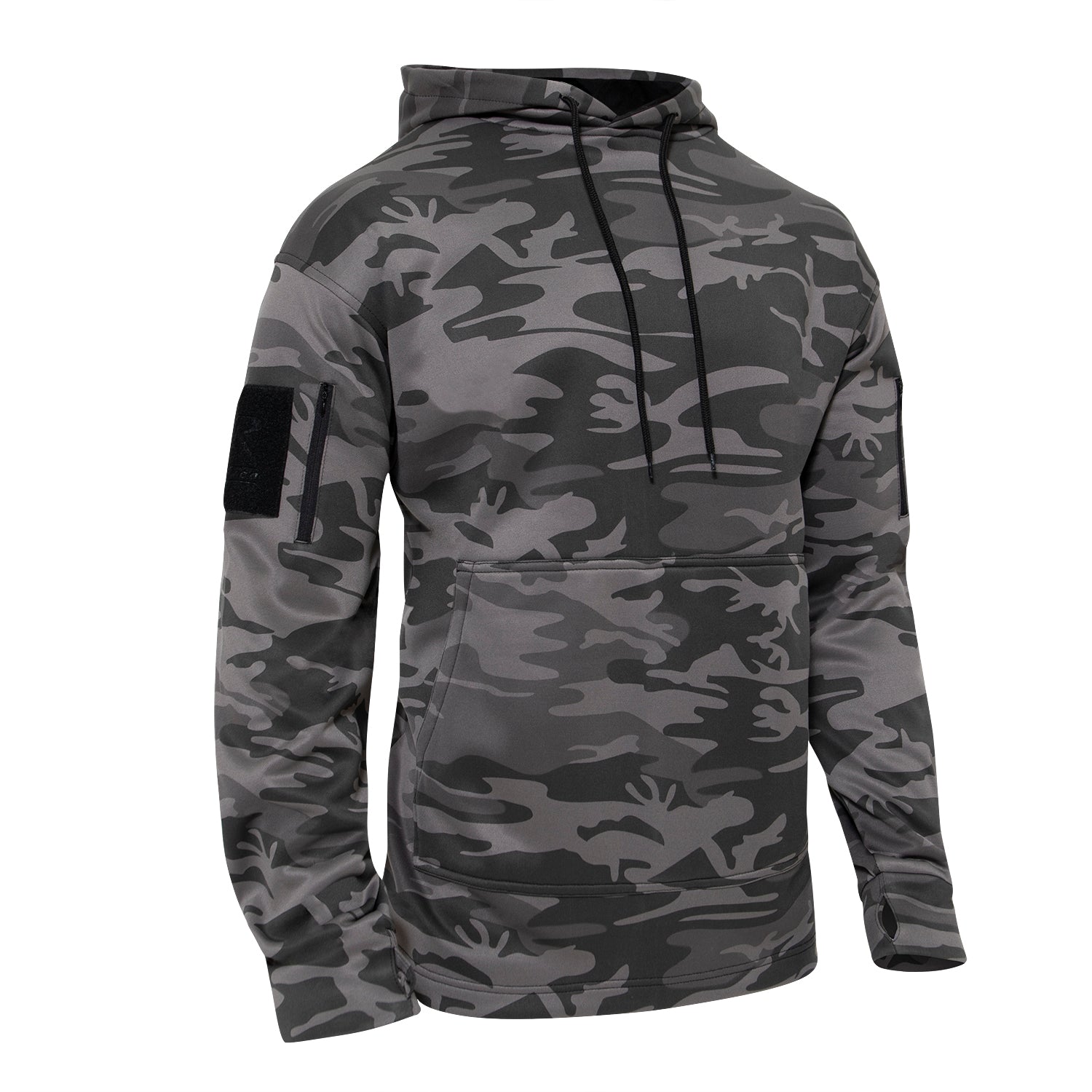Rothco Concealed Carry Hoodie Black Camo Size 4XL – Durable Tactical Sweatshirt with Discreet Storage and Moisture-Wicking Comfort