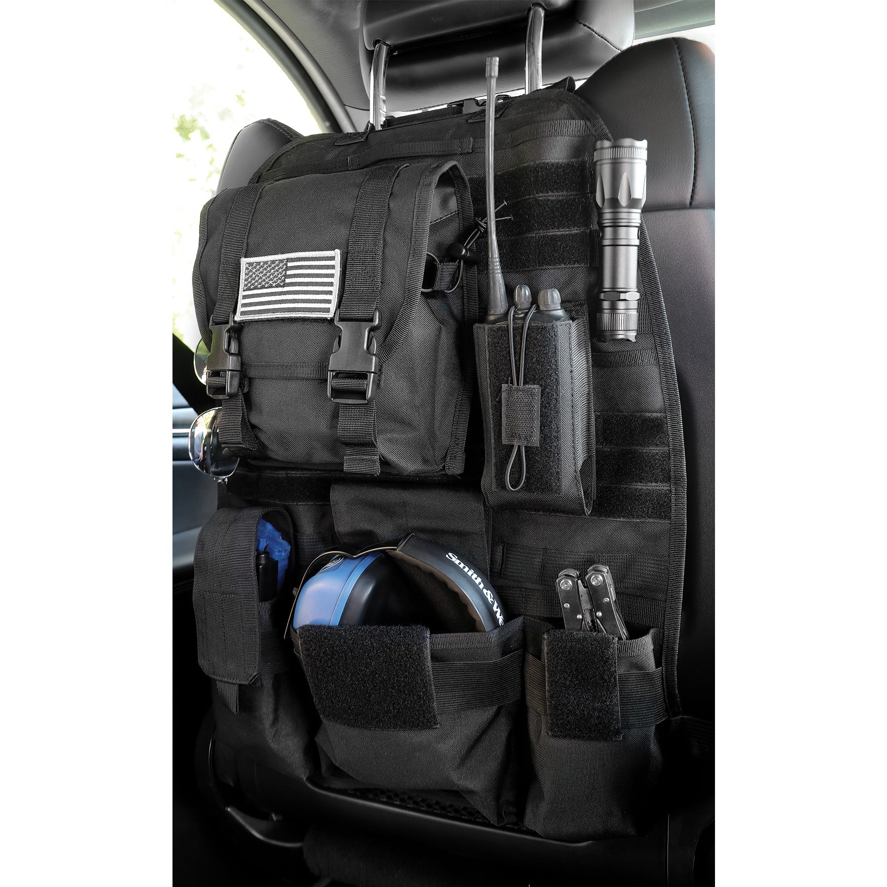 Rothco Tactical Car Seat Panel - Black with MOLLE Webbing and Storage Pouches