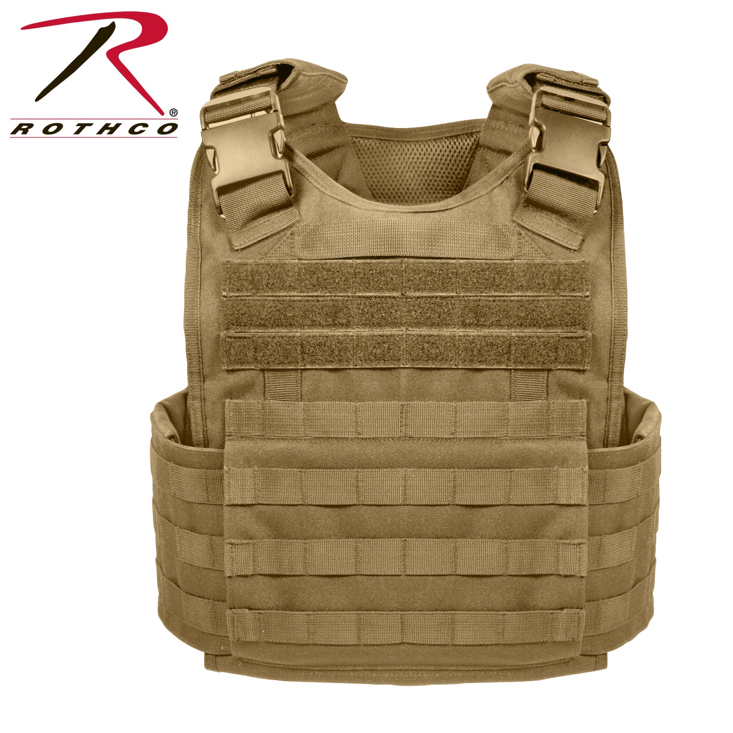 Rothco MOLLE Plate Carrier Vest in Coyote Brown – Size XS / S