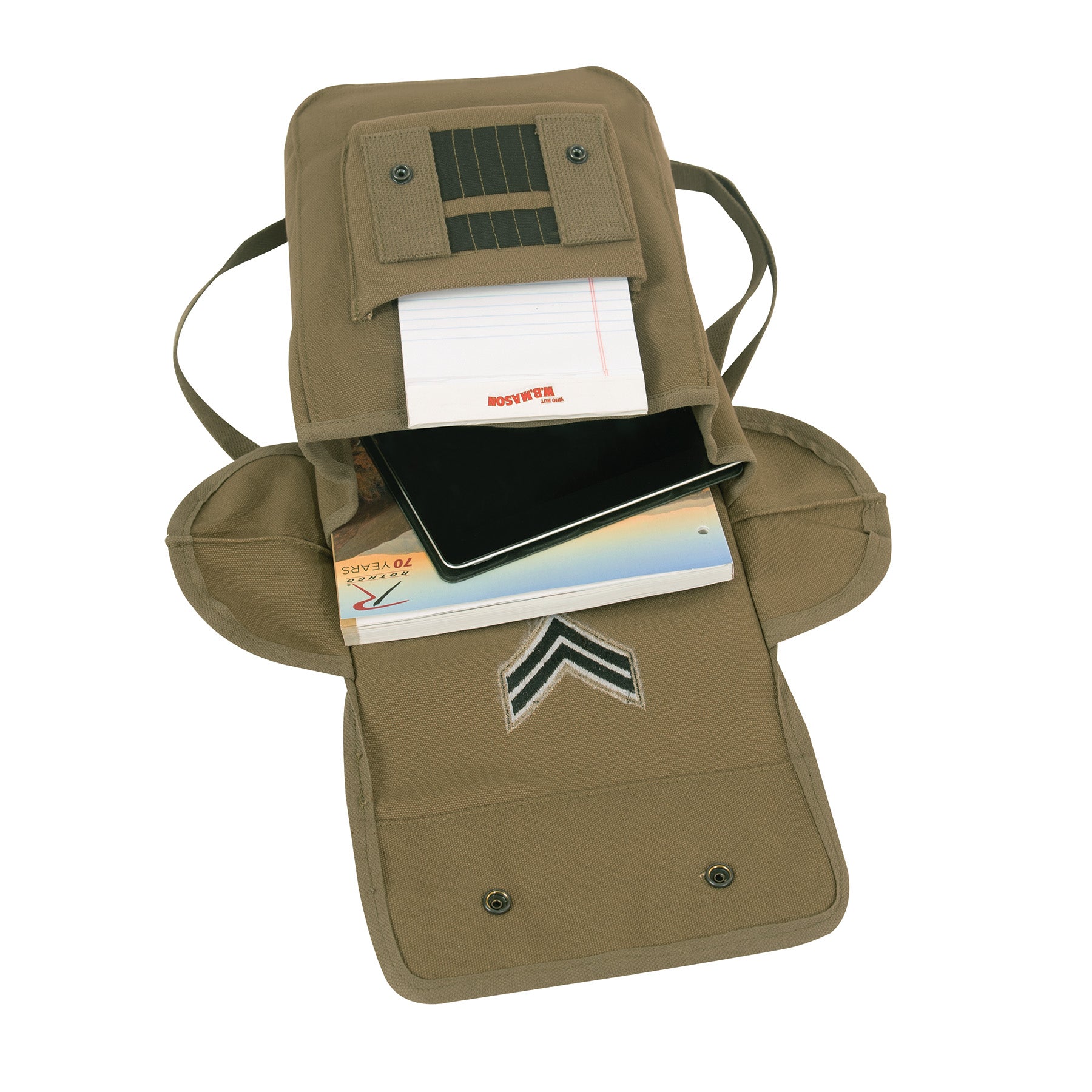 Rothco Canvas Map Case Shoulder Bag with Military Patches - Compact and Versatile Carry Solution