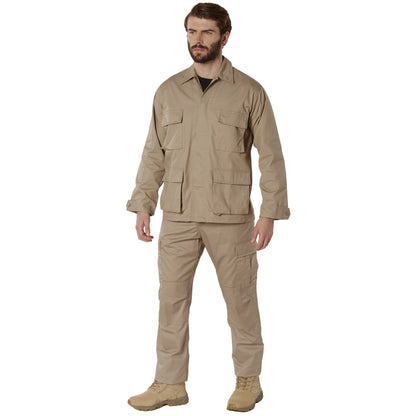 Rothco Twill BDU Shirt Khaki Size Large – Military-Style Tactical Uniform Shirt