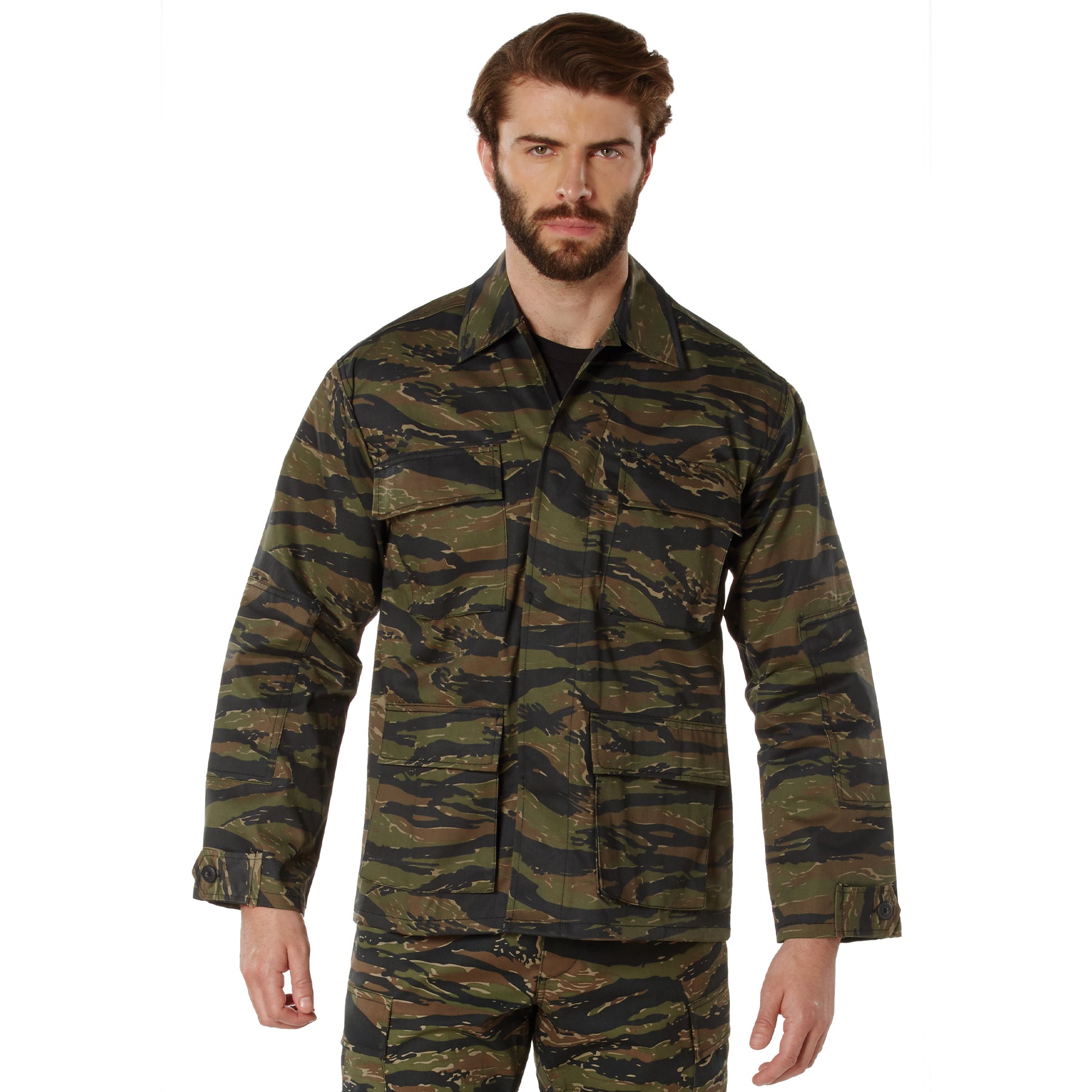 Rothco Twill BDU Shirt Tiger Stripe Camo Size Small – Durable Military-Style Tactical Shirt