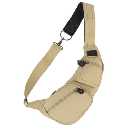 Rothco Crossbody Canvas Sling Bag Khaki – Versatile 17-Inch Travel and Everyday Carry Bag