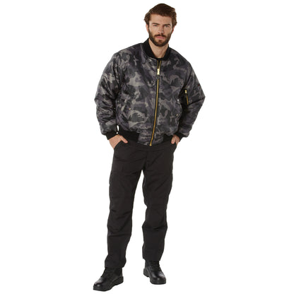 Rothco MA-1 Flight Jacket Black Camo Size Large