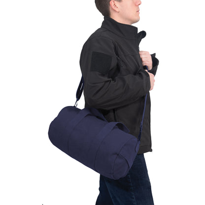 Rothco Canvas Shoulder Duffle Bag Navy Blue 15 Inch - Heavy-Duty Military-Style Travel Bag