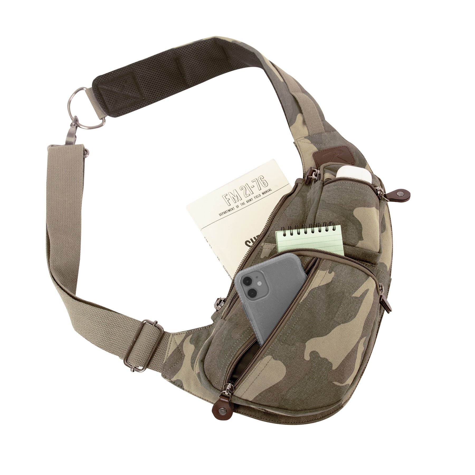 Rothco Crossbody Canvas Sling Bag in Woodland Camo – Versatile Everyday Carry Solution