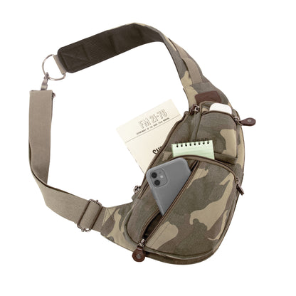 Rothco Crossbody Canvas Sling Bag in Woodland Camo – Versatile Everyday Carry Solution