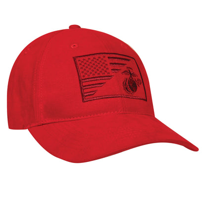 Rothco USMC Eagle, Globe and Anchor / US Flag Low Profile Cap - Red