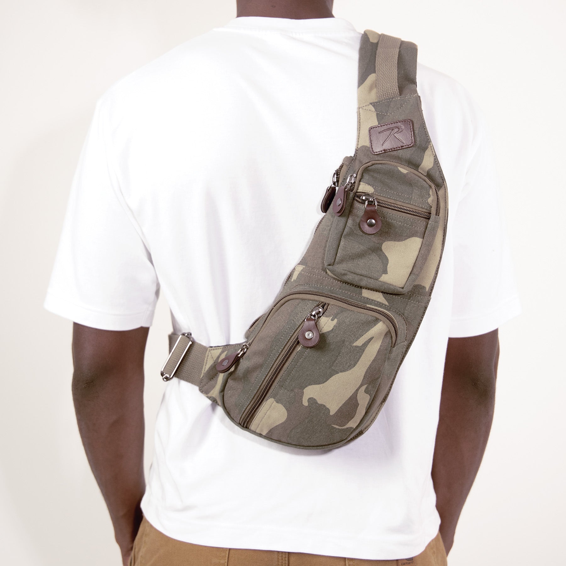Rothco Crossbody Canvas Sling Bag in Woodland Camo – Versatile Everyday Carry Solution