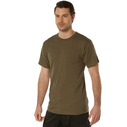 Rothco Pocket T-Shirt in Brown, Size XL - Comfortable Cotton/Poly Blend with Embroidered Logo