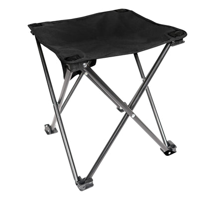 Rothco Collapsible 4 Leg Camp Stool Black - Portable Outdoor Folding Seat with Side Pocket