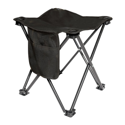 Rothco Collapsible 4 Leg Camp Stool Black - Portable Outdoor Folding Seat with Side Pocket