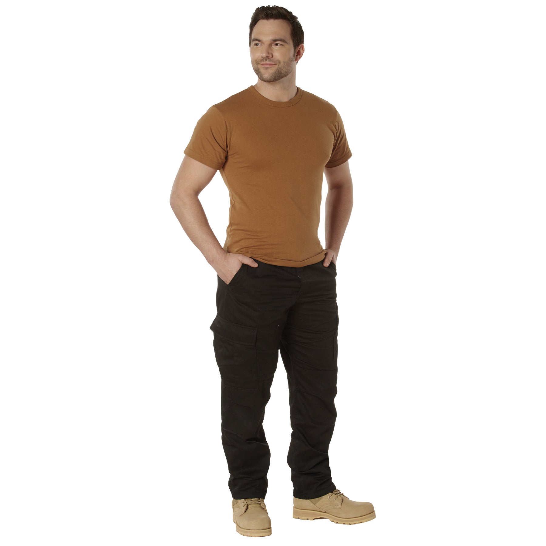 Rothco Solid Color Crew Neck T-Shirt with Cotton/Polyester Blend in Work Brown, Size 3XL