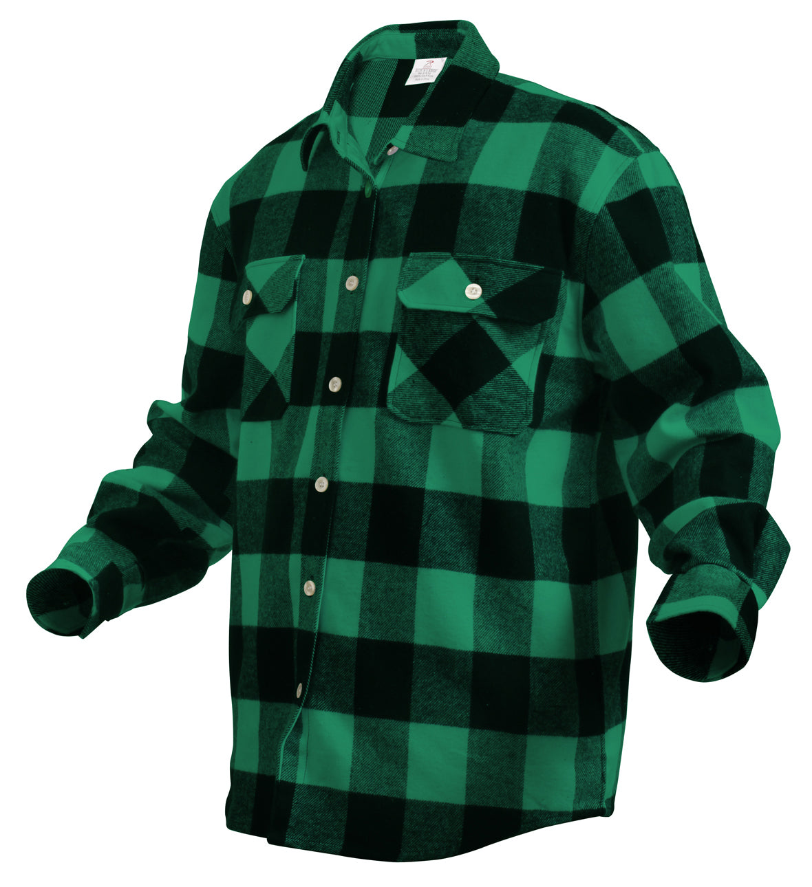 Rothco Extra Heavyweight Buffalo Plaid Flannel Shirt in Green Plaid, Size 5XL