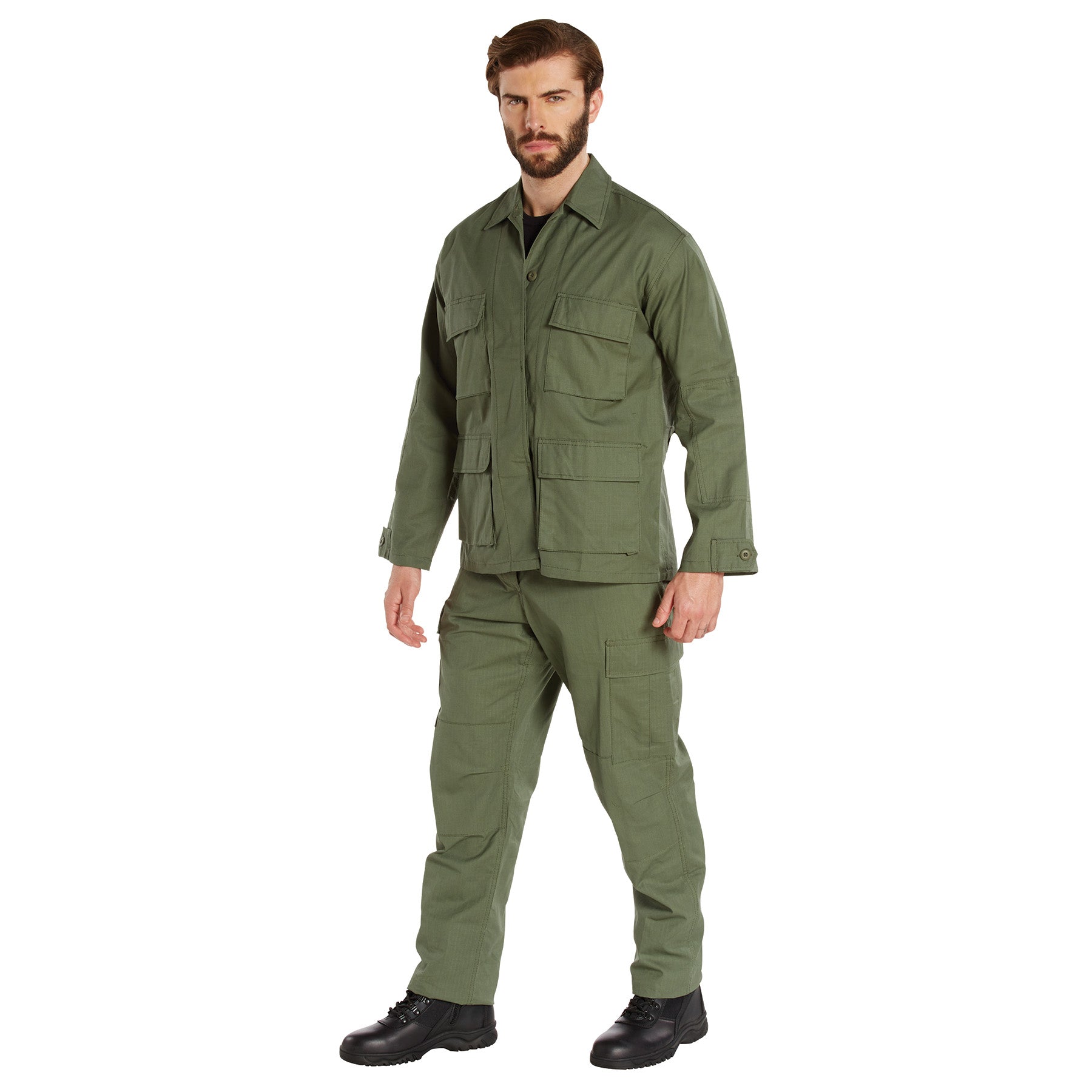 Rothco Rip-Stop BDU Shirt Olive Drab Size Small with Reinforced Elbows and Adjustable Cuffs