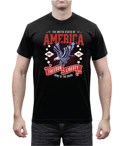Rothco Freedom & Liberty T-Shirt Black Size Small - Patriotic American Apparel