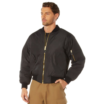 Rothco Enhanced Nylon MA-1 Flight Jacket in Black, Size 4XL