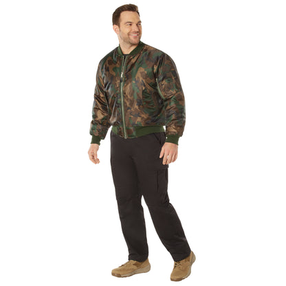 Rothco MA-1 Flight Jacket Woodland Camo Size XL - Military-Style Bomber with Insulation and Utility Pockets