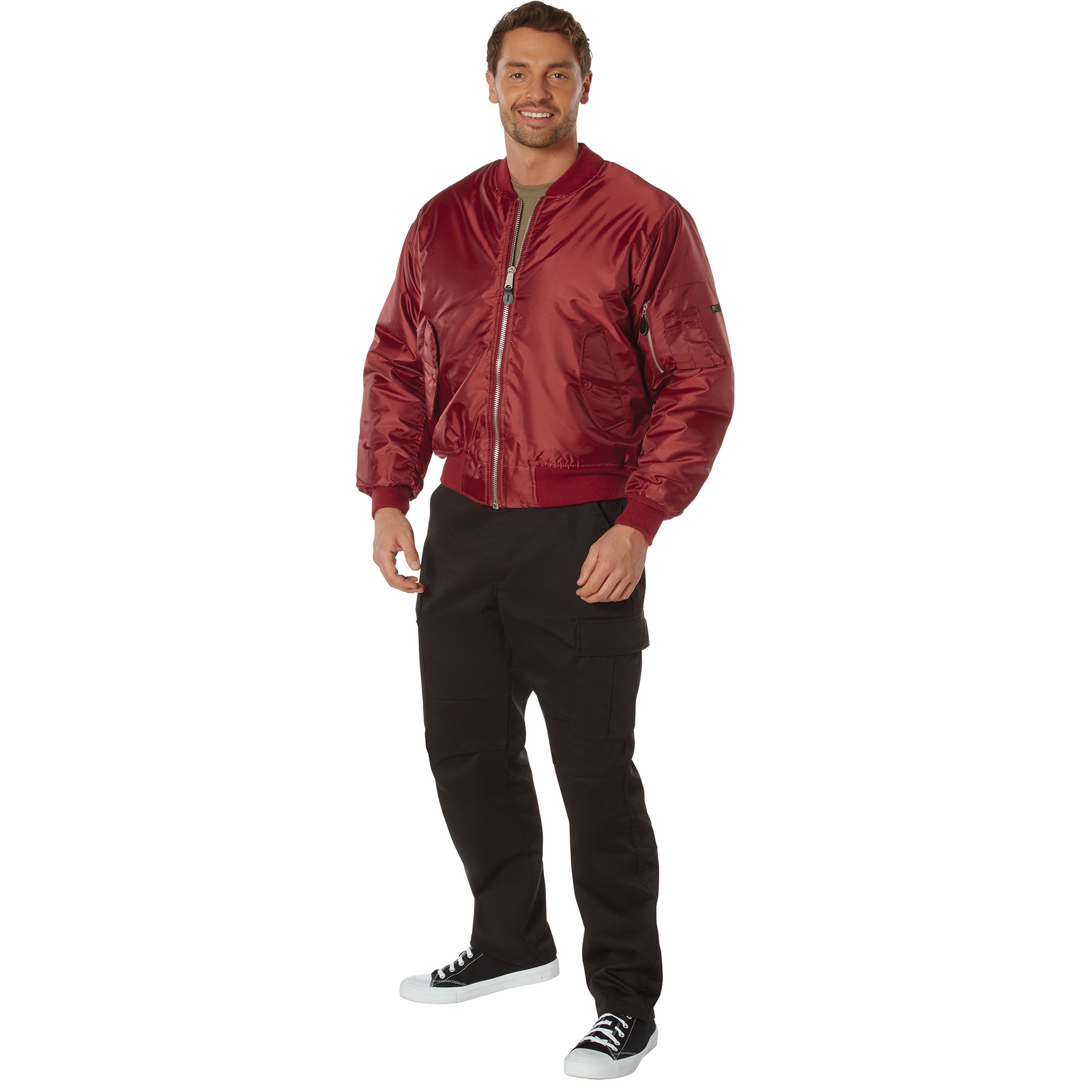 Rothco MA-1 Flight Jacket Red Size Large – Classic Military Bomber Jacket with Insulation and Utility Pockets