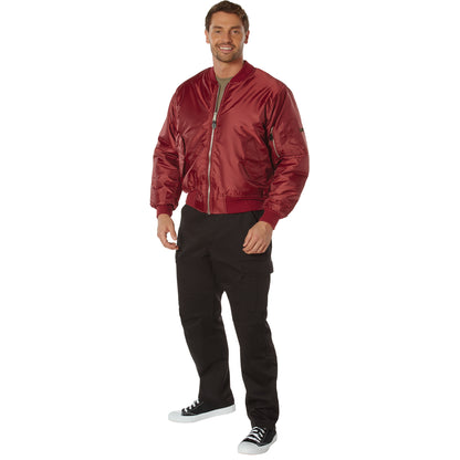 Rothco MA-1 Flight Jacket Red Size XL - Military-Inspired Bomber Jacket with Insulation and Utility Pockets