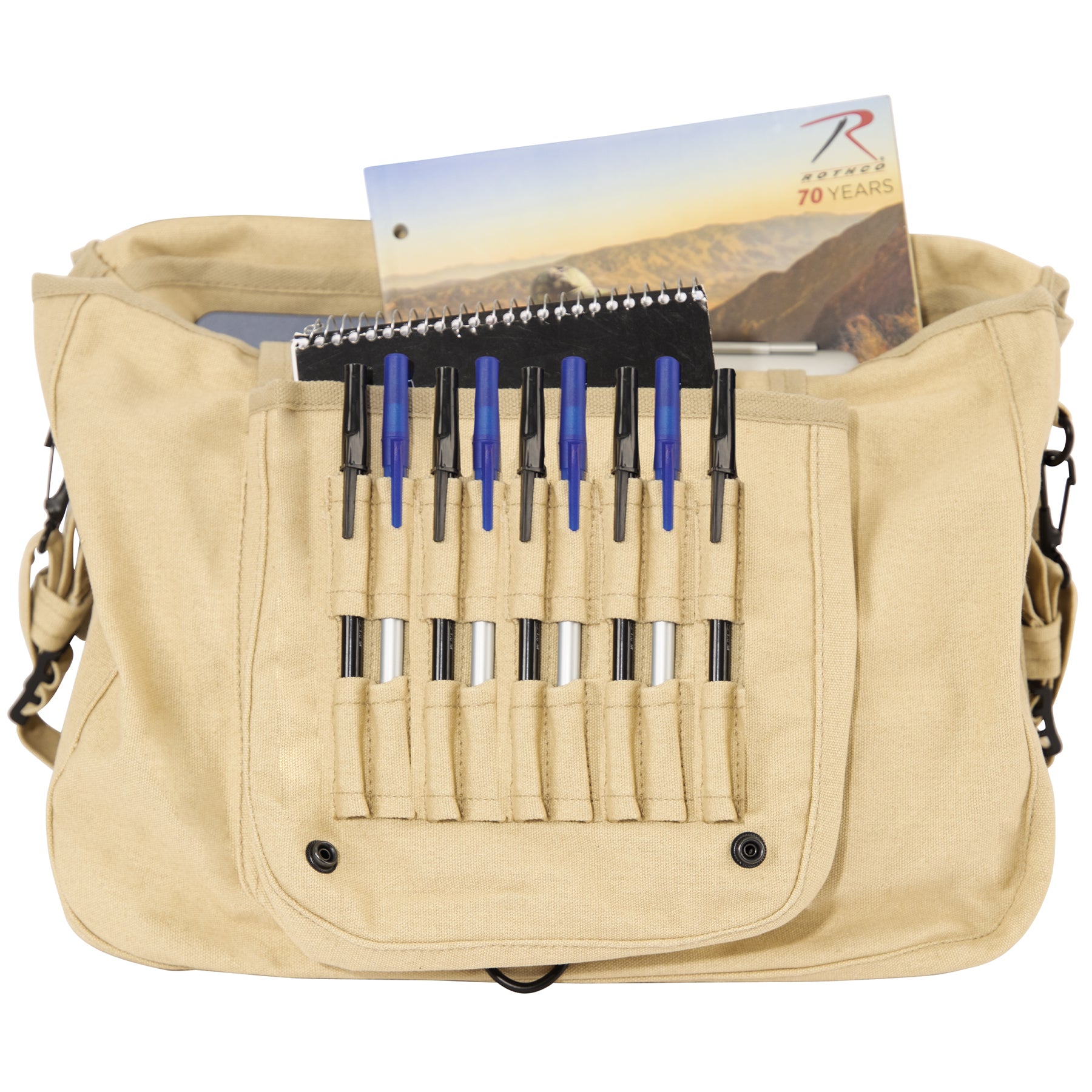 Rothco Vintage Canvas Paratrooper Bag Khaki - Durable Military-Style Carryall with Adjustable Strap and Multiple Compartments