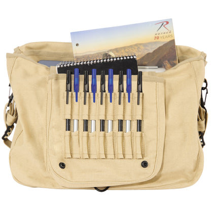 Rothco Vintage Canvas Paratrooper Bag Khaki - Durable Military-Style Carryall with Adjustable Strap and Multiple Compartments