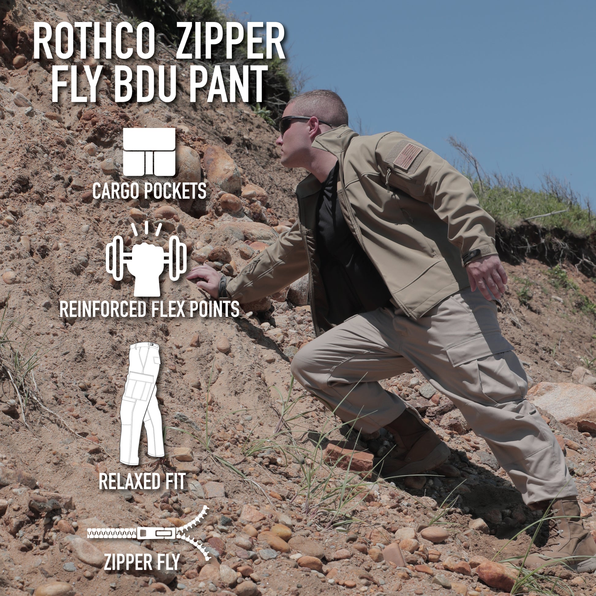 Rothco Relaxed Fit Zipper Fly BDU Pants in Work Brown, Size Large