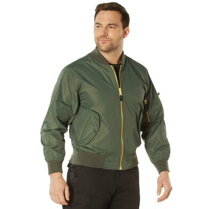 Rothco Lightweight Enhanced Nylon MA-1 Flight Jacket in Sage Green Size Small