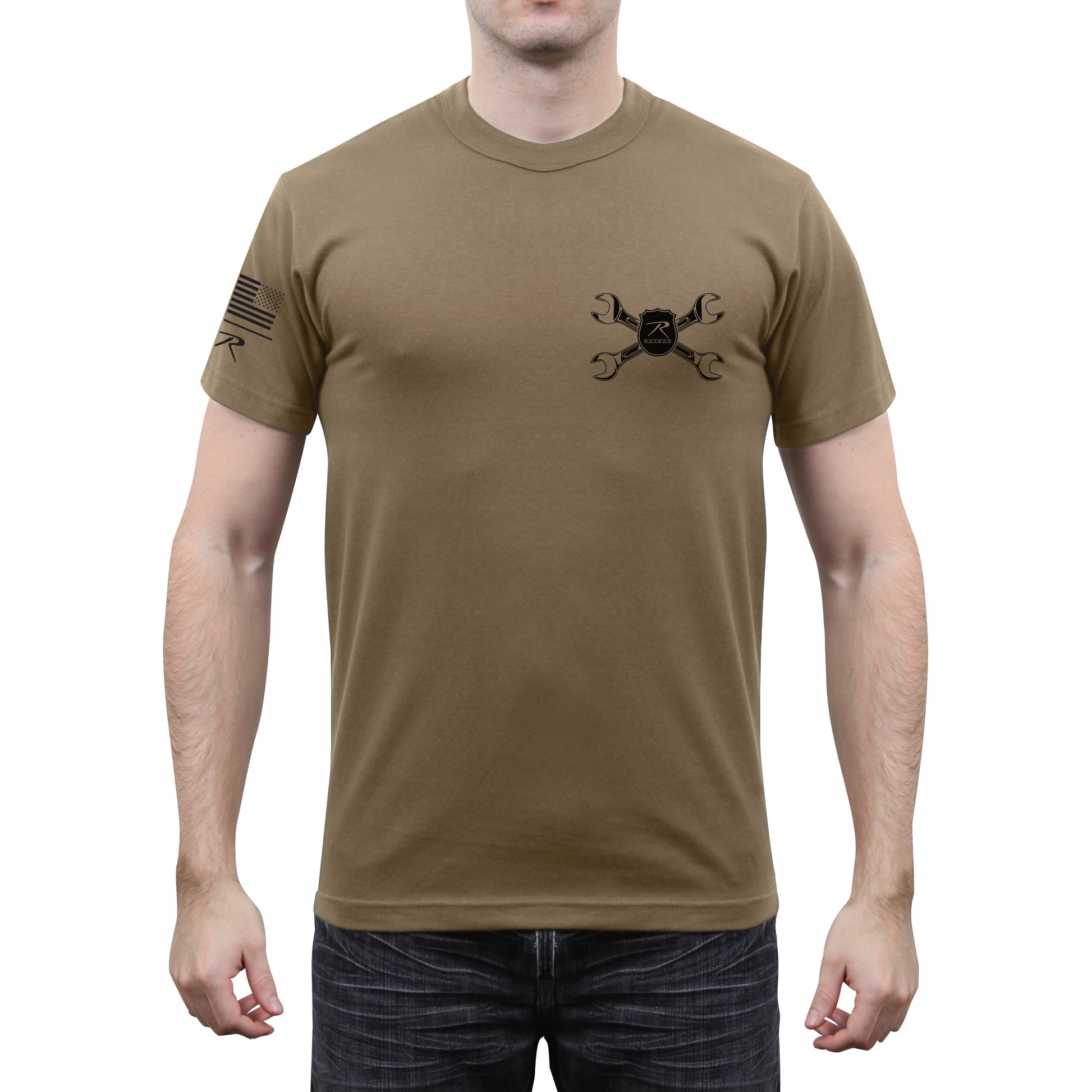 Rothco American Strength T-Shirt in Coyote Brown, Size Large – Durable Workwear for Industry Professionals