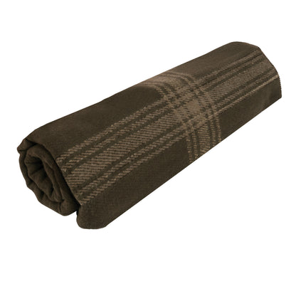 Rothco Striped Outdoor Wool Blanket Brown / Tan - Heavyweight Emergency & Camping Blanket