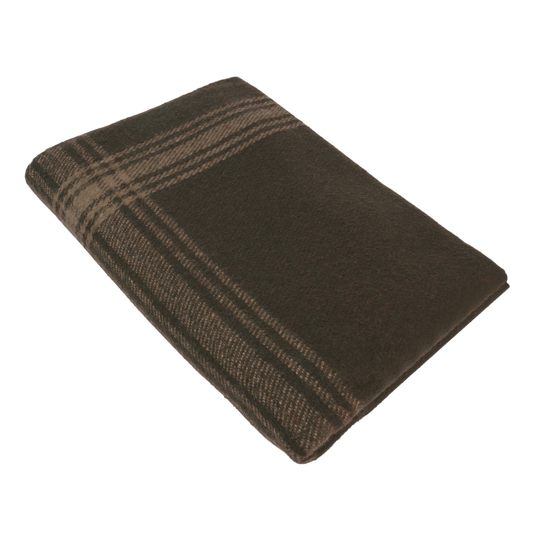Rothco Striped Outdoor Wool Blanket Brown / Tan - Heavyweight Emergency & Camping Blanket