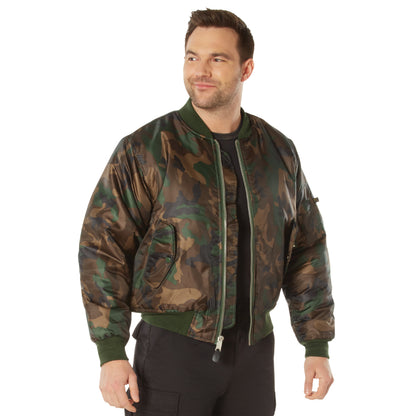Rothco MA-1 Flight Jacket in Woodland Camo Size Small – Classic Military Bomber with Insulation and Utility Pockets