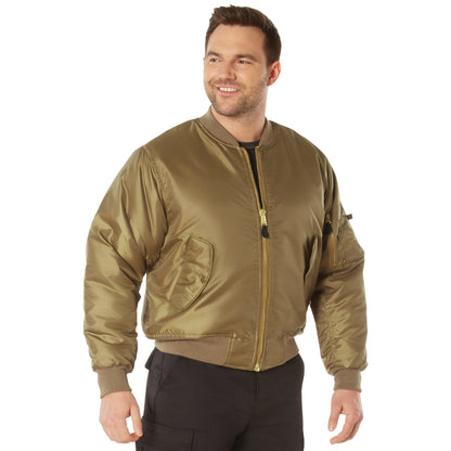 Rothco MA-1 Flight Jacket Coyote Brown Size M - Military Style Bomber Jacket with Insulation and Utility Pockets