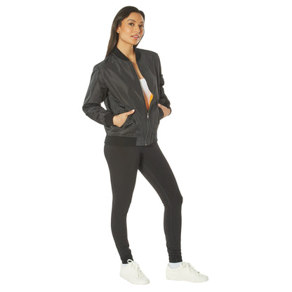 Rothco Women's Lightweight MA-1 Flight Jacket in Black, Size XS