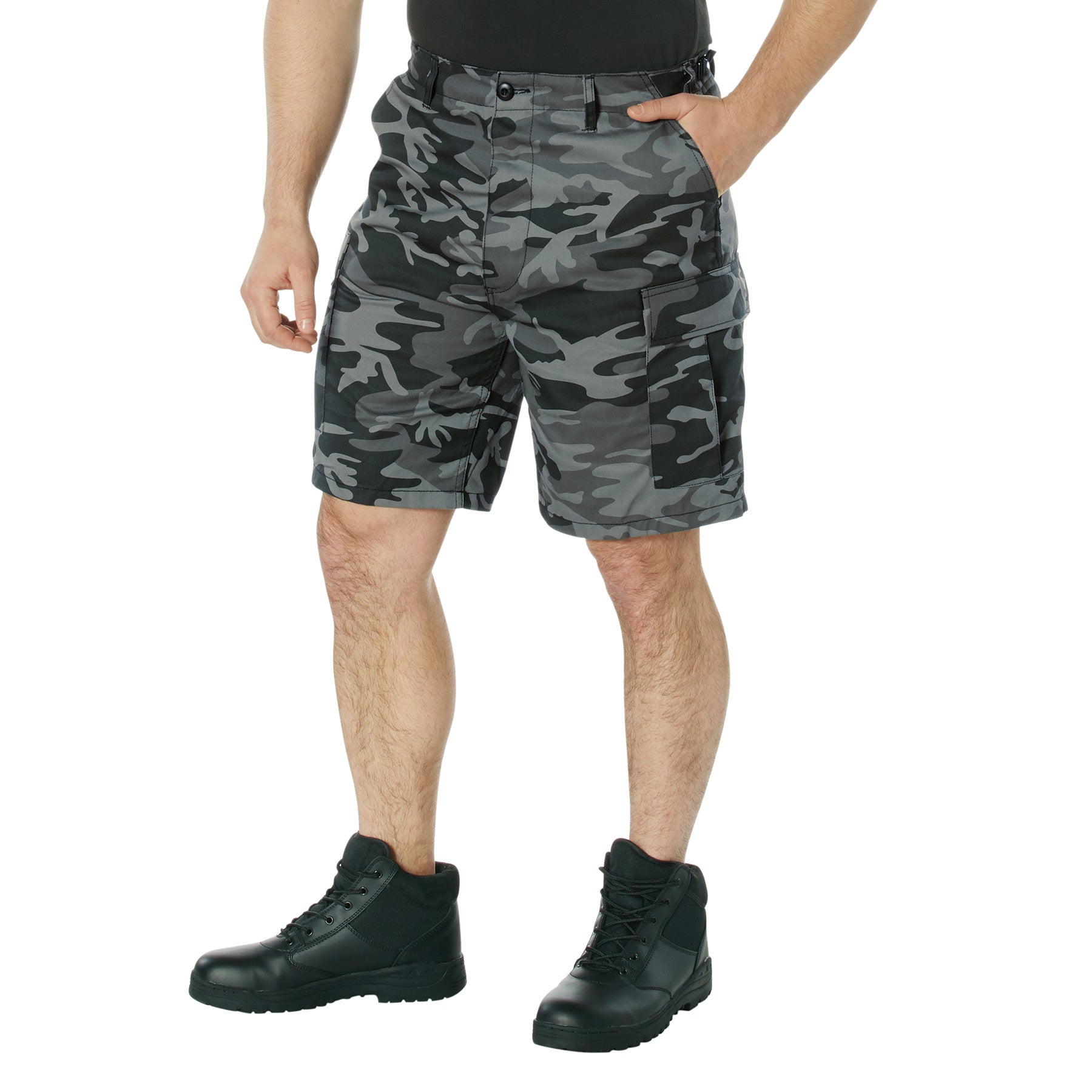 Rothco Camo BDU Shorts Black Camo Size Large - Tactical Cargo Shorts for Outdoor and Field Use