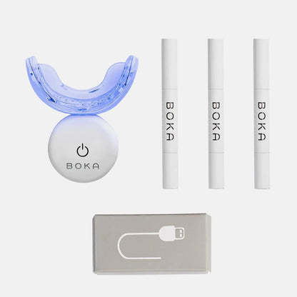 Boka Teeth Whitening Kit with LED Light Appropriate for Sensitive Teeth - 15 Minutes for Whiter Teeth - Hydrogen Peroxide & Fluoride-Free Nano Hydroxyapatite Gel Atticus Goods