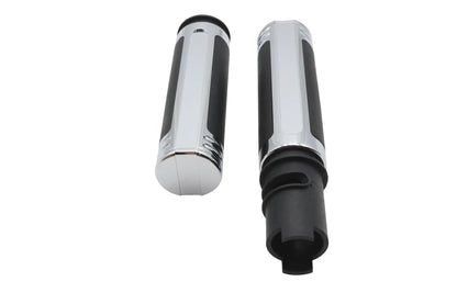 V-Twin M8 Empire Style Grip Set Chrome for Harley Davidson Models by V-Twin