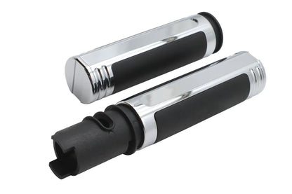 V-Twin M8 Empire Style Grip Set Chrome for Harley Davidson Models by V-Twin