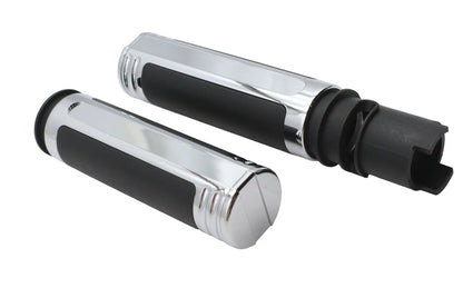 V-Twin M8 Empire Style Grip Set Chrome for Harley Davidson Models by V-Twin