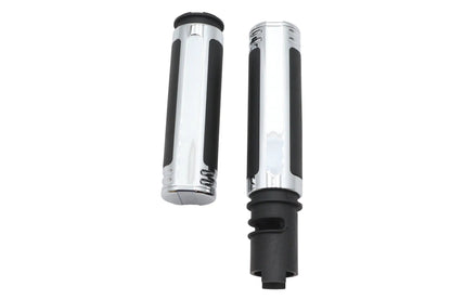 V-Twin M8 Empire Style Grip Set Chrome for Harley Davidson Models by V-Twin