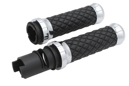 V-Twin Argyle Style Grip Set in Chrome for Harley Davidson Touring Models by V-Twin