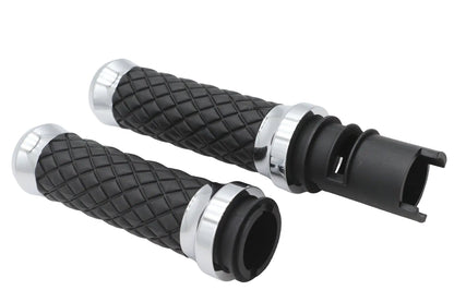 V-Twin Argyle Style Grip Set in Chrome for Harley Davidson Touring Models by V-Twin