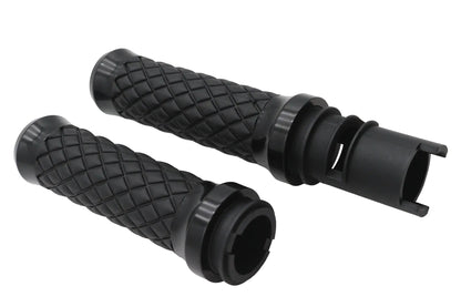 V-Twin Argyle Style Grip Set in Black for Harley Davidson Motorcycle Models by V-Twin