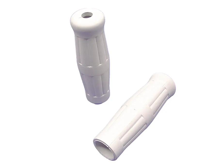 V-Twin White Grip Set 1909 Style for 1-1/8 inch Twist Grips by V-Twin