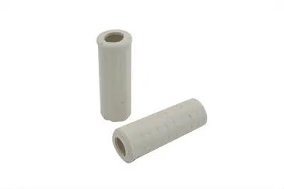 Wyatt Gatling Replica White Waffle Grip Set with Plug Hole for Harley Davidson FL (Part #17-0507BW) by Wyatt Gatling