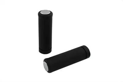 V-Twin Black Stock Style Grip Set with Chrome Plugs for Harley Davidson (Part #63049) by V-Twin